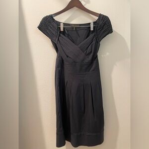 BCBGMaxAzria Navy Pleated Midi Dress